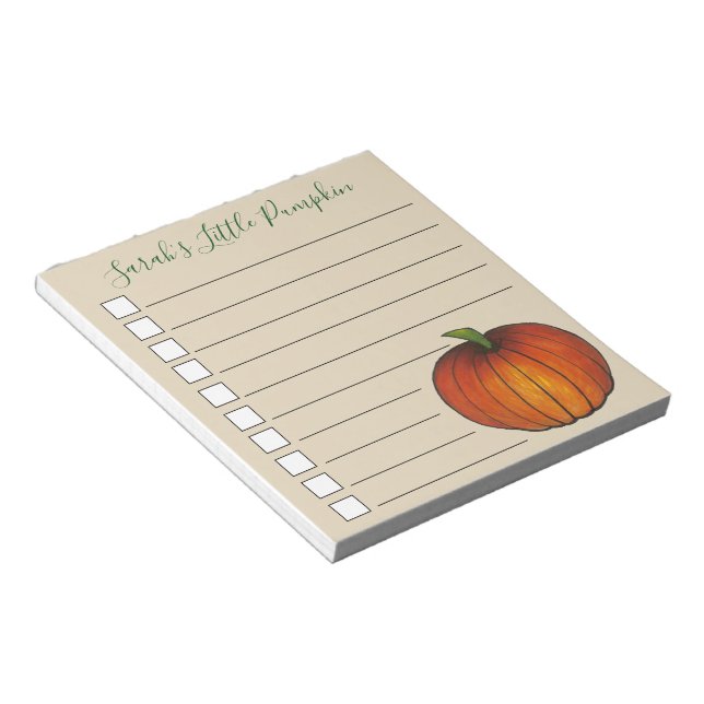 Little Pumpkin Baby Shower Favour Orange October Notepad (Angled)