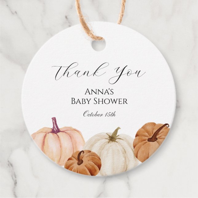 Little Pumpkin Baby Shower Favour Tag (Front)