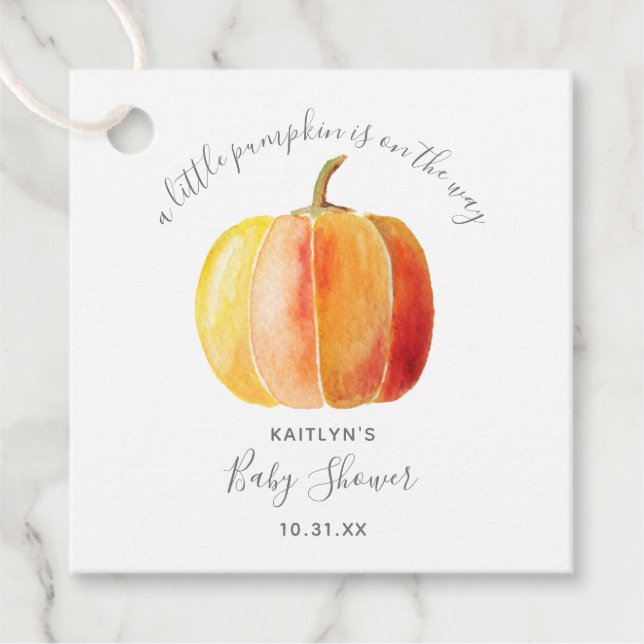 Little Pumpkin Baby Shower Favour Tags (Front)