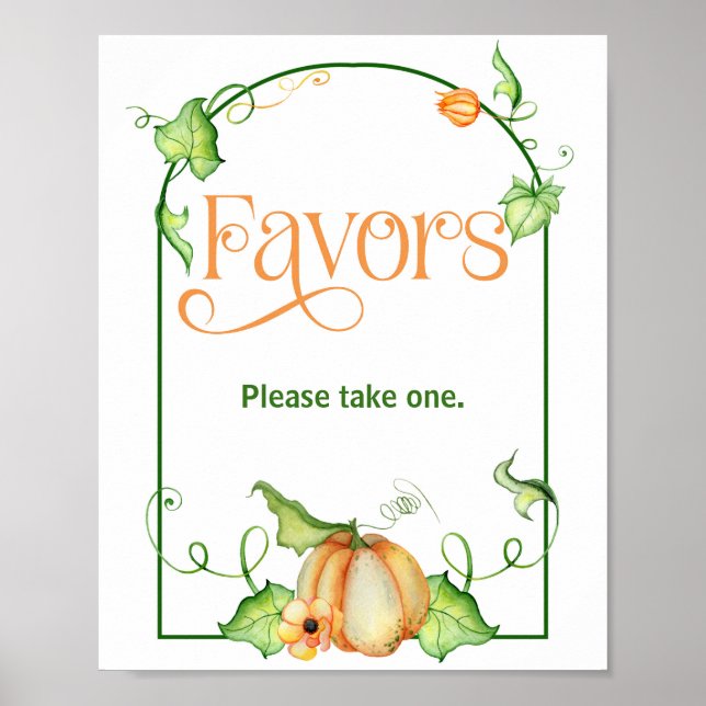 Little Pumpkin Baby Shower Favours Table Sign (Front)