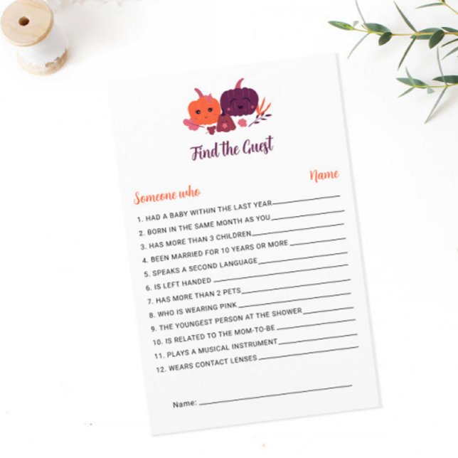 Little Pumpkin Baby Shower Find the Guest Game (Creator Uploaded)