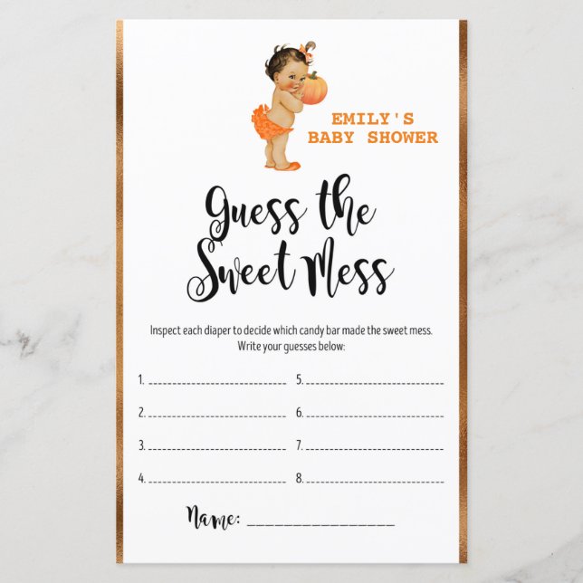 Little Pumpkin Baby Shower Game PRINTED (Front)