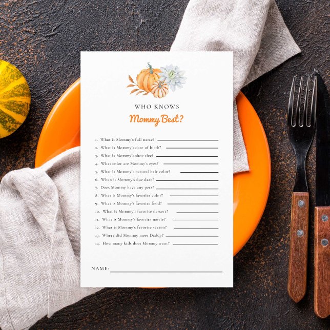 Little Pumpkin Baby Shower Game Who Knows Mummy  (Creator Uploaded)