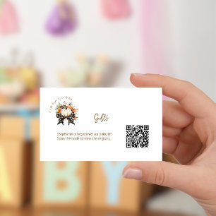 Little Pumpkin Baby Shower Gift Registry QR code Enclosure Card