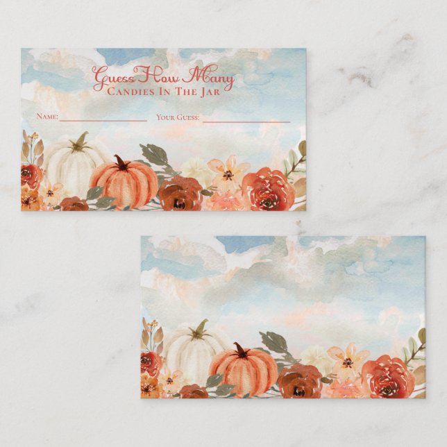 Little Pumpkin Baby Shower Guess How Many Candies Enclosure Card (Front/Back)
