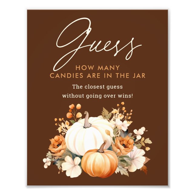 Little Pumpkin Baby Shower Guessing Game Sign (Front)