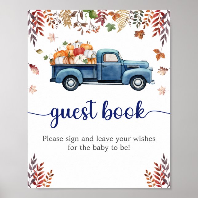 Little Pumpkin Baby Shower Guest Book Sign (Front)