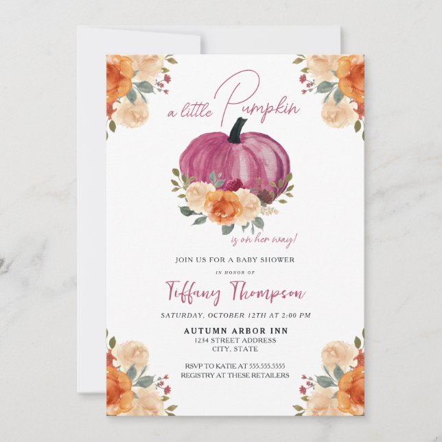 Little Pumpkin Baby Shower Invitation (Front)