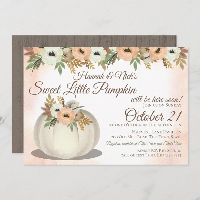 Little Pumpkin Baby Shower Invitation (Front/Back)