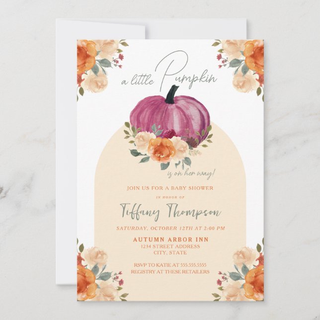Little Pumpkin Baby Shower Invitation (Front)