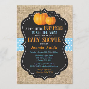 Little Pumpkin Baby Shower Invitation Card Burlap