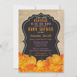 Little Pumpkin Baby Shower Invitation Card Burlap