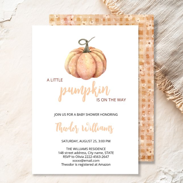 Little Pumpkin Baby Shower Invitation | Fall theme (Little Pumpkin Baby Shower Invitation – Fall Autumn Gender Neutral Invite)