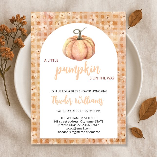 Little Pumpkin Baby Shower Invitation | Fall theme (Little Pumpkin Baby Shower Invitation – Fall Autumn Gender Neutral Invite)