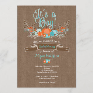 Little Pumpkin Baby Shower Invitation for Boy