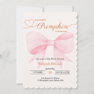 Little Pumpkin Baby Shower Invitation – Pink Bow