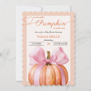 Little Pumpkin Baby Shower Invitation – Pink Bow