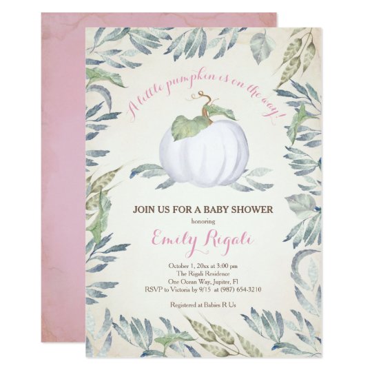 Little Pumpkin Baby Shower Invitation, Pink Card