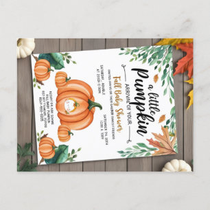 Little Pumpkin Baby Shower Invitation Postcard