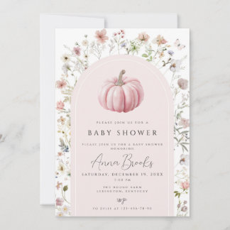 Little Pumpkin Baby Shower Invite, Pink Pumpkin Invitation