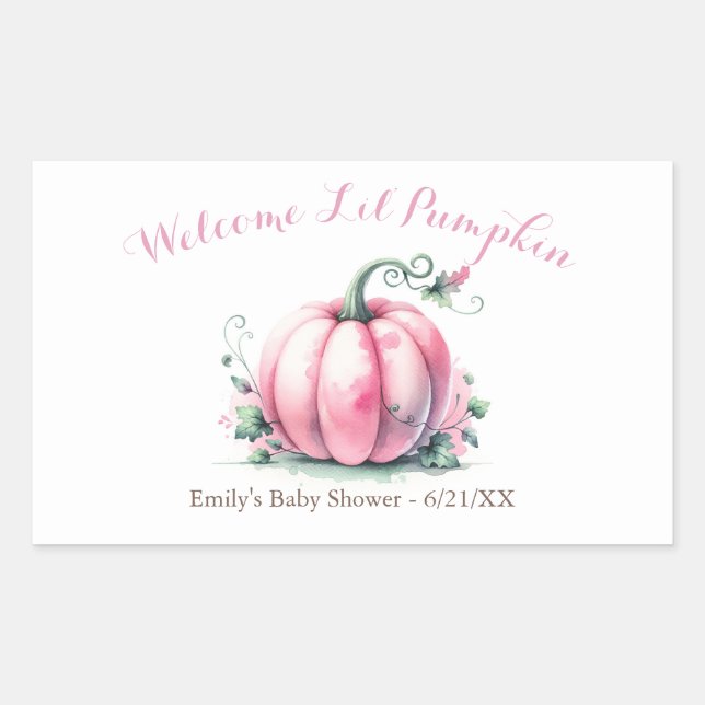 Little Pumpkin Baby Shower Label - Girl (Front)
