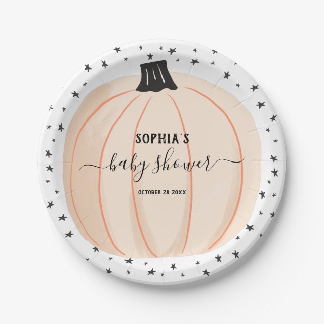 Little Pumpkin Baby Shower Paper Plate (Front)