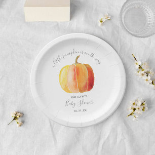 Little Pumpkin Baby Shower Paper Plate