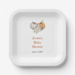 Little Pumpkin Baby Shower Paper Plate