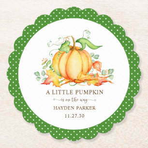 Little Pumpkin Baby Shower Paper Plate Paper Coaster