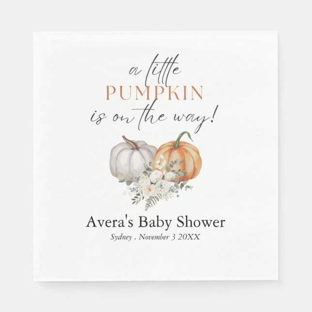 Little Pumpkin Baby Shower Party Napkin (Front)