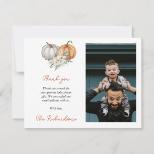 Little Pumpkin Baby Shower Photo Thank You Card