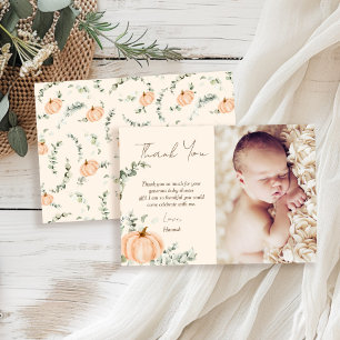 Little Pumpkin Baby Shower Photo Thank You Card