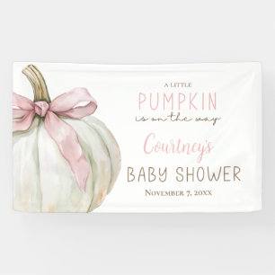 Little Pumpkin Baby Shower Pink Bow Banner