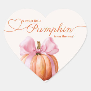 Little Pumpkin Baby Shower – Pink Bow Fall  Heart Sticker