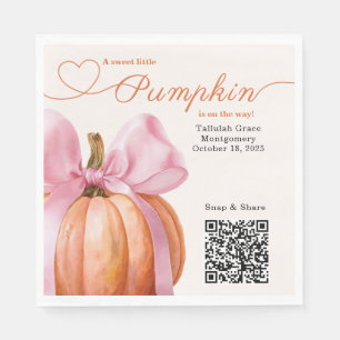 Little Pumpkin Baby Shower – Pink Bow Fall Napkin