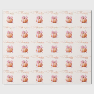 Little Pumpkin Baby Shower – Pink Bow Fall  Wrapping Paper