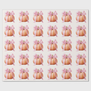 Little Pumpkin Baby Shower – Pink Bow Fall  Wrapping Paper