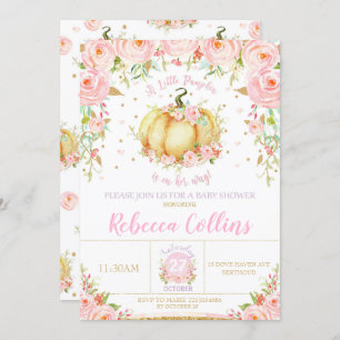 Little Pumpkin Baby Shower Pink Floral Baby Girl Invitation