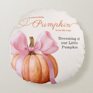 Little Pumpkin Baby Shower Ribbon – Romantic Salem Round Cushion