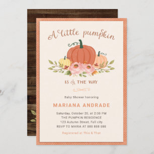 Little Pumpkin Baby Shower Rustic Fall Floral Cute Invitation
