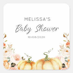 little pumpkin baby shower square sticker