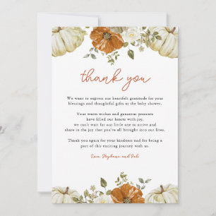 Little Pumpkin Baby Shower  Thank You Card