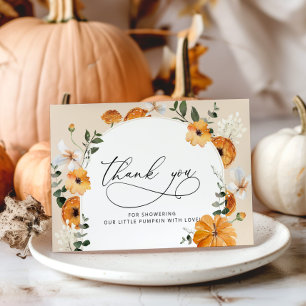Little pumpkin baby shower thank you card