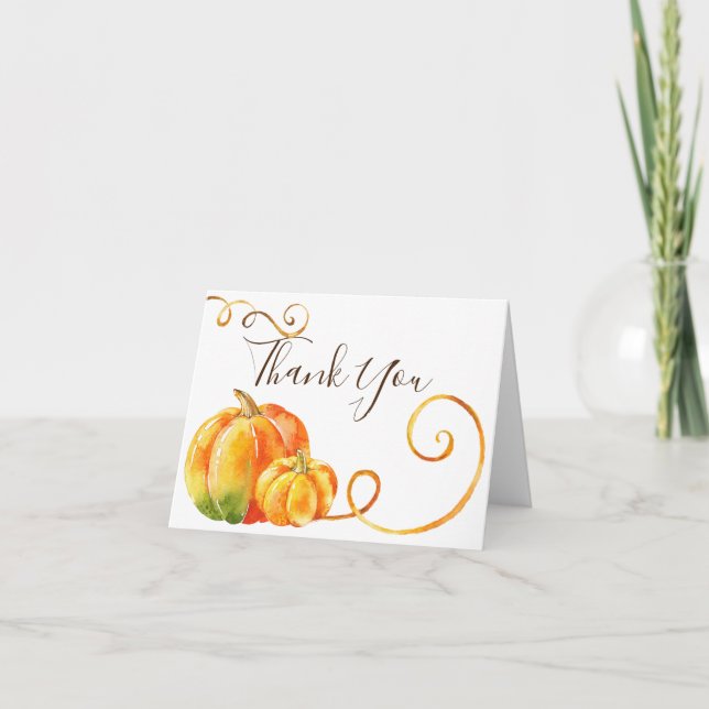 Little Pumpkin Baby Shower Thank You Card (Front)