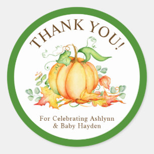 Little Pumpkin Baby Shower Thank You Classic Round Sticker