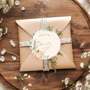 Little Pumpkin Baby Shower Thank You Favour Classic Round Sticker