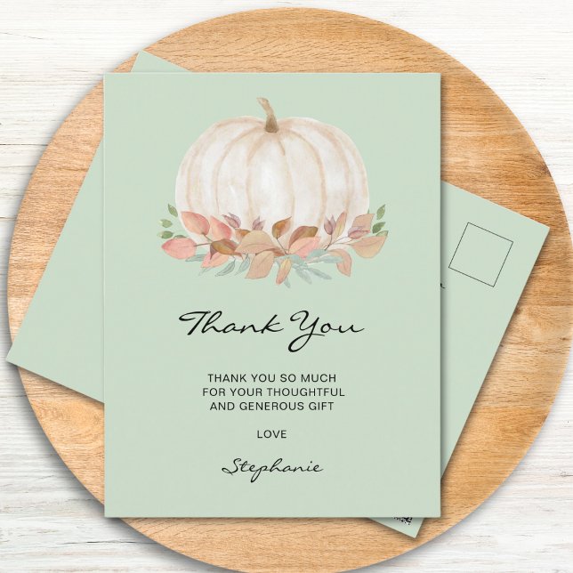 Little Pumpkin Baby Shower Thank You Postcard (Creator Uploaded)