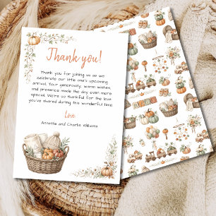 Little Pumpkin Baby Shower Watercolor Thank You Card