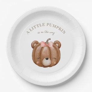 Little Pumpkin Bear Baby Shower Paper Plate