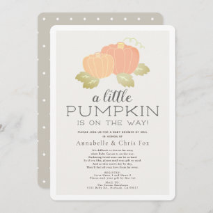 Little Pumpkin Beige Baby Shower by Mail Invitation